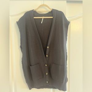 Free People Oakleigh Vest Charcoal-Size M